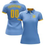Light Blue Yellow Performance Golf Polo Shirt for Men - Custom Fit Custom Light Blue Yellow Performance Golf Polo Shirt - Image 2