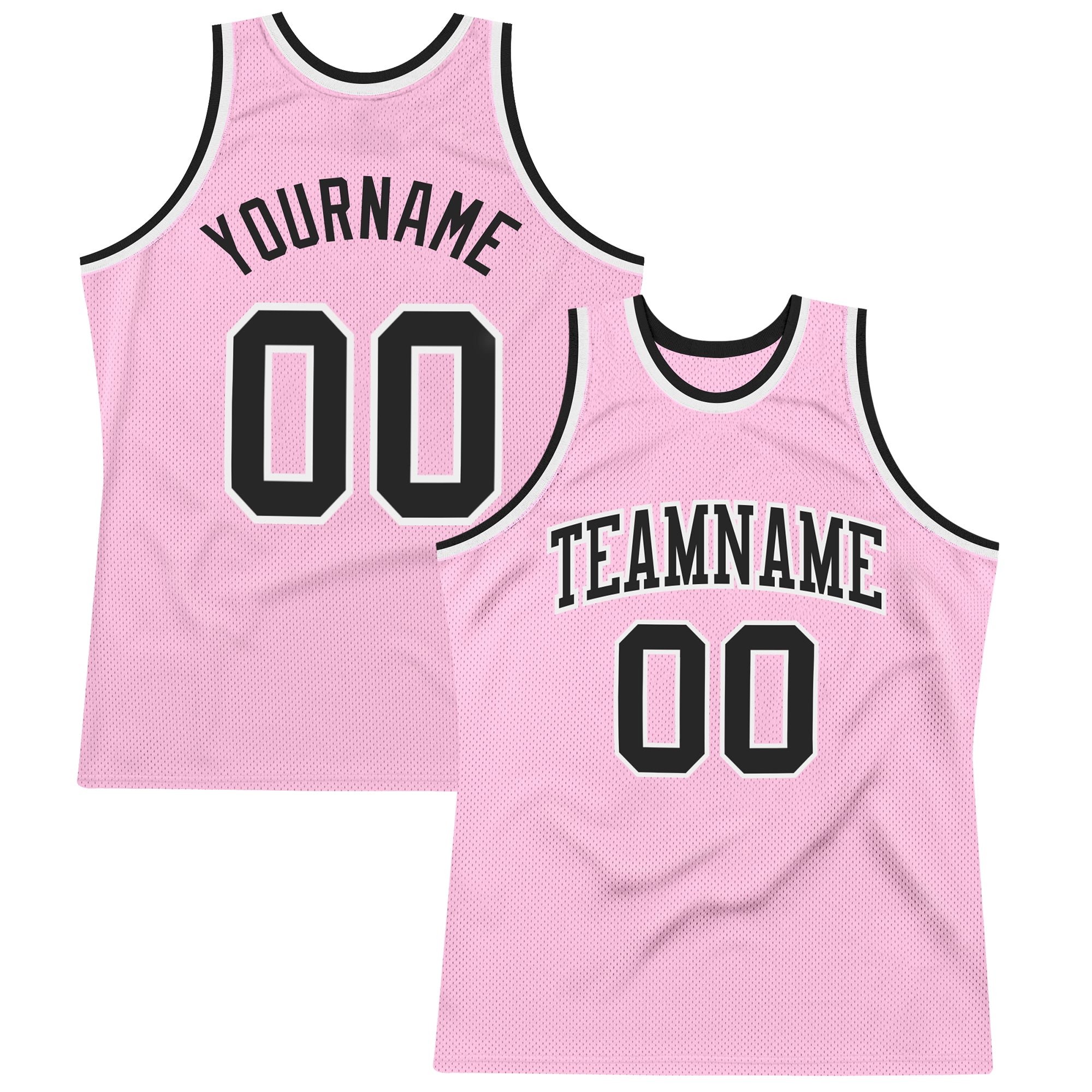 Light Pink Black White Basketball Jersey Custom Authentic Throwback Design Custom Light Pink Black-White Authentic Throwback