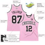 Light Pink Black White Basketball Jersey Custom Authentic Throwback Design Custom Light Pink Black-White Authentic Throwback - Image 2