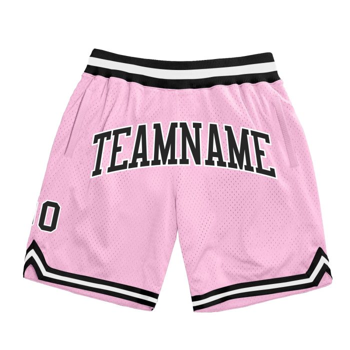 Light Pink Black White Throwback Basketball Shorts - Custom Design Custom Light Pink Black-White Authentic Throwback Basketball - Image 1