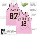 Light Pink Brown-White Custom Throwback Basketball Jersey - Authentic Design Custom Light Pink Brown-White Authentic Throwback - Image 2