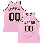 Light Pink Brown-White Custom Throwback Basketball Jersey - Authentic Design Custom Light Pink Brown-White Authentic Throwback