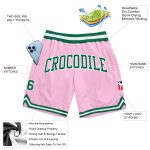 Light Pink Green White Authentic Throwback Basketball Shorts Custom Design Custom Light Pink Kelly Green-White Authentic - Image 2