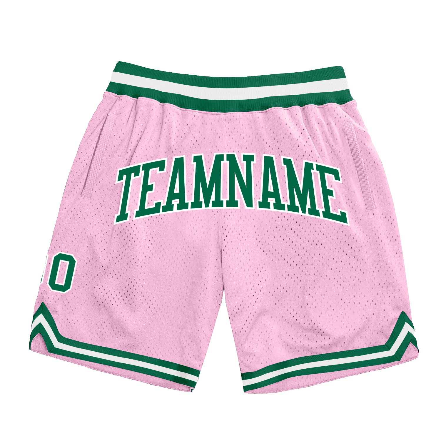 Light Pink Green White Authentic Throwback Basketball Shorts Custom Design Custom Light Pink Kelly Green-White Authentic