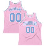 Custom Light Pink Blue-White Basketball Jersey Authentic Throwback Design Custom Light Pink Light Blue-White Authentic Throwback