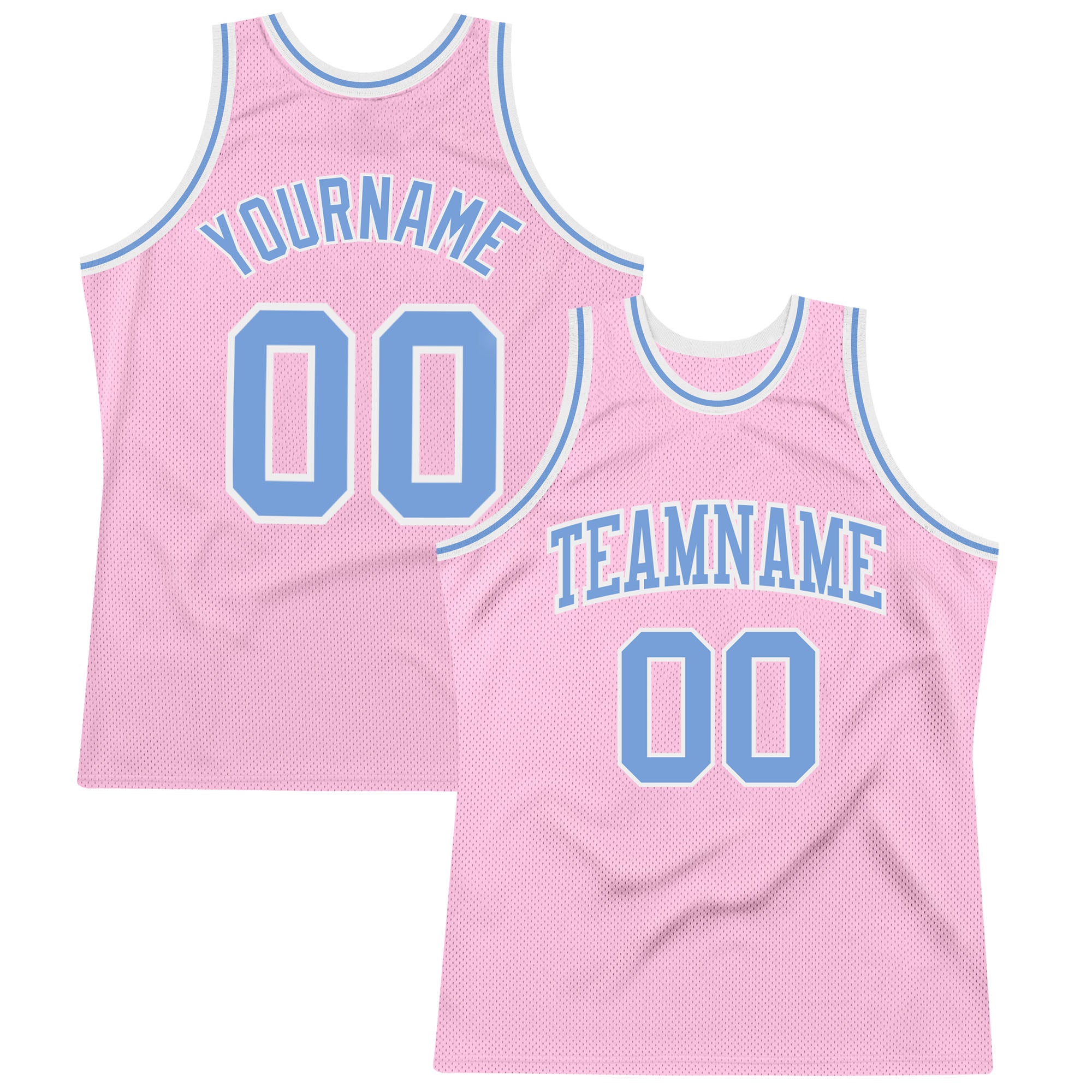 Custom Light Pink Blue-White Basketball Jersey Authentic Throwback Design Custom Light Pink Light Blue-White Authentic Throwback