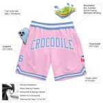 Light Pink and Light Blue Authentic Throwback Basketball Shorts - Custom Design Custom Light Pink Light Blue-White Authentic - Image 2