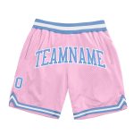 Light Pink and Light Blue Authentic Throwback Basketball Shorts - Custom Design Custom Light Pink Light Blue-White Authentic