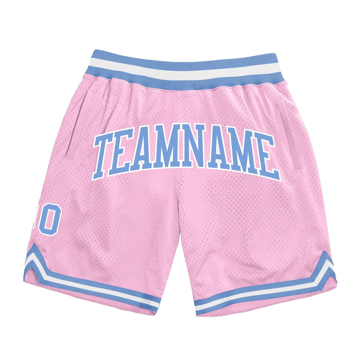Custom Light Pink Light Blue-White Authentic Throwback Basketball Shorts Light Pink and Light Blue Authentic Throwback Basketball Shorts - Custom Design Custom Light Pink Light Blue-White Authentic - Image 1