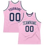 Custom Light Pink Basketball Jersey - Authentic Navy White Throwback Style Custom Light Pink Navy-White Authentic Throwback