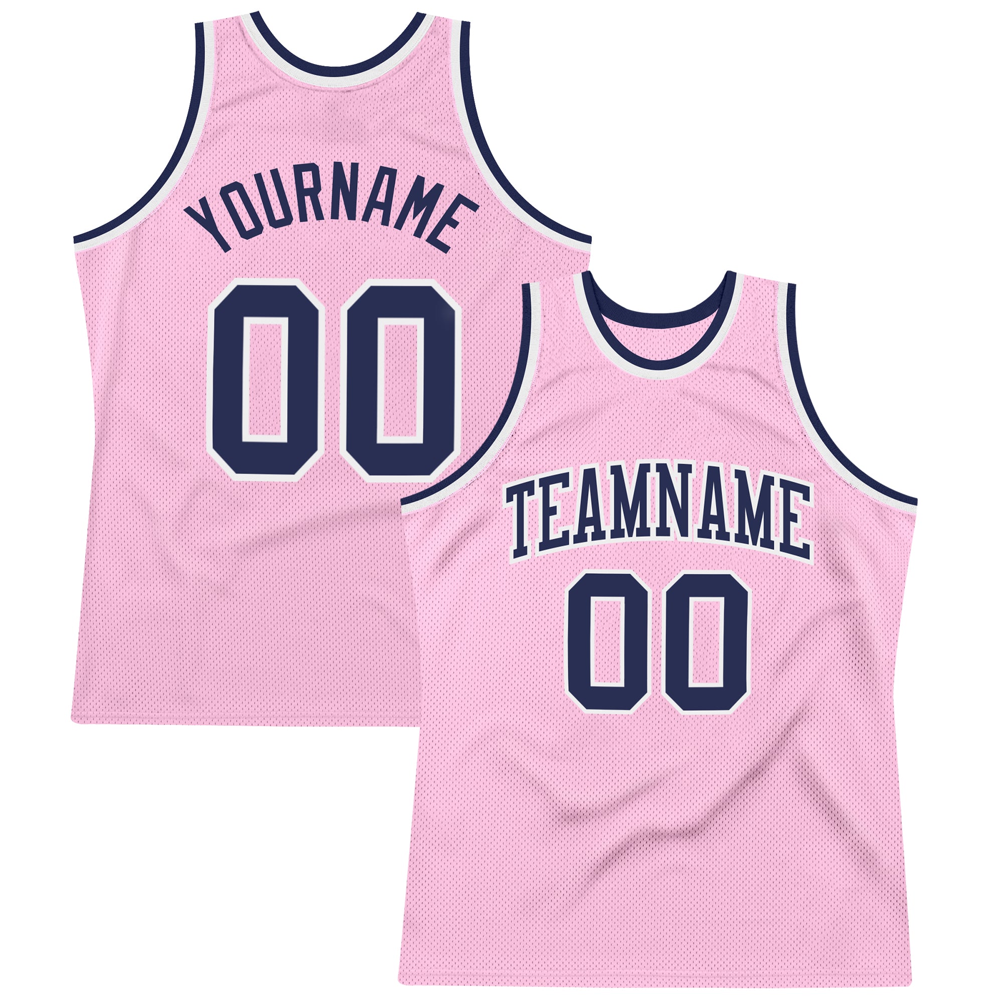 Custom Light Pink Basketball Jersey - Authentic Navy White Throwback Style Custom Light Pink Navy-White Authentic Throwback