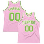 Light Pink Neon Green Authentic Throwback Basketball Jersey - Custom Design Custom Light Pink Neon Green-White Authentic