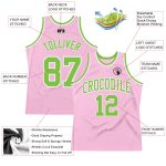 Light Pink Neon Green Authentic Throwback Basketball Jersey - Custom Design Custom Light Pink Neon Green-White Authentic - Image 2