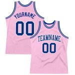 Light Pink Royal-White Throwback Basketball Jersey - Custom Authentic Design Custom Light Pink Royal-White Authentic Throwback