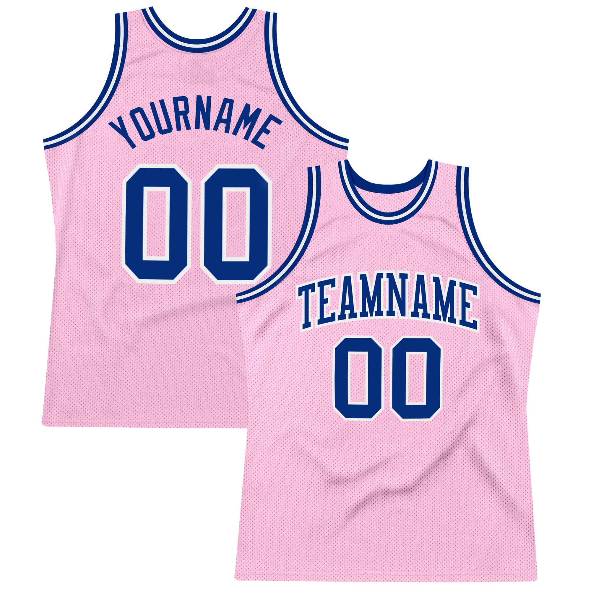 Light Pink Royal-White Throwback Basketball Jersey - Custom Authentic Design Custom Light Pink Royal-White Authentic Throwback