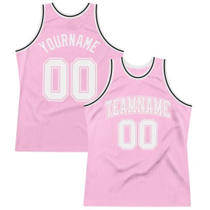 Light Pink White Authentic Basketball Jersey Throwback Style 6563 Custom Light Pink White Authentic Throwback Basketball