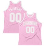 Light Pink White Authentic Basketball Jersey Custom Design Throwback Custom Light Pink White Authentic Throwback Basketball