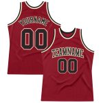 Custom Maroon Black Cream Authentic Basketball Jersey - Retro Throwback Design Custom Maroon Black-Cream Authentic Throwback