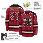 Maroon Black Cream Custom Hockey Jersey for Men and Women, Personalized Sports Apparel Custom Maroon Black-Cream Hockey Jersey - Image 3