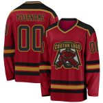 Maroon Black Old Gold Custom Hockey Jersey for Fans and Players Custom Maroon Black-Old Gold Hockey Jersey