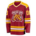 Custom Maroon and Gold Adult Hockey Jersey - Personalized White Team Jersey Custom Maroon Gold-White Hockey Jersey - Image 2