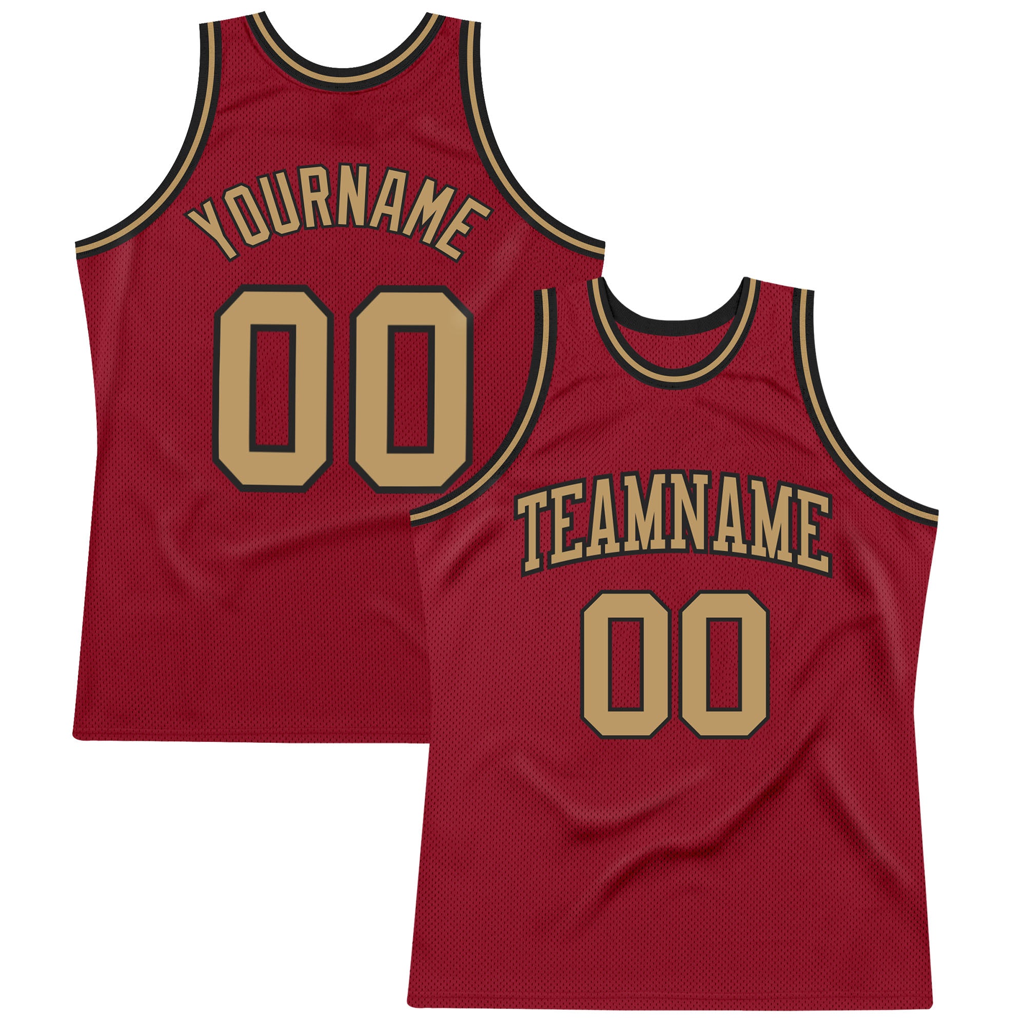 Custom Maroon Old Gold-Black Basketball Jersey | Authentic Throwback Sportswear Custom Maroon Old Gold-Black Authentic Throwback