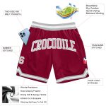 Maroon Gray Silver Custom Authentic Basketball Shorts - Throwback Style Custom Maroon Silver Gray-White Authentic Throwback - Image 2