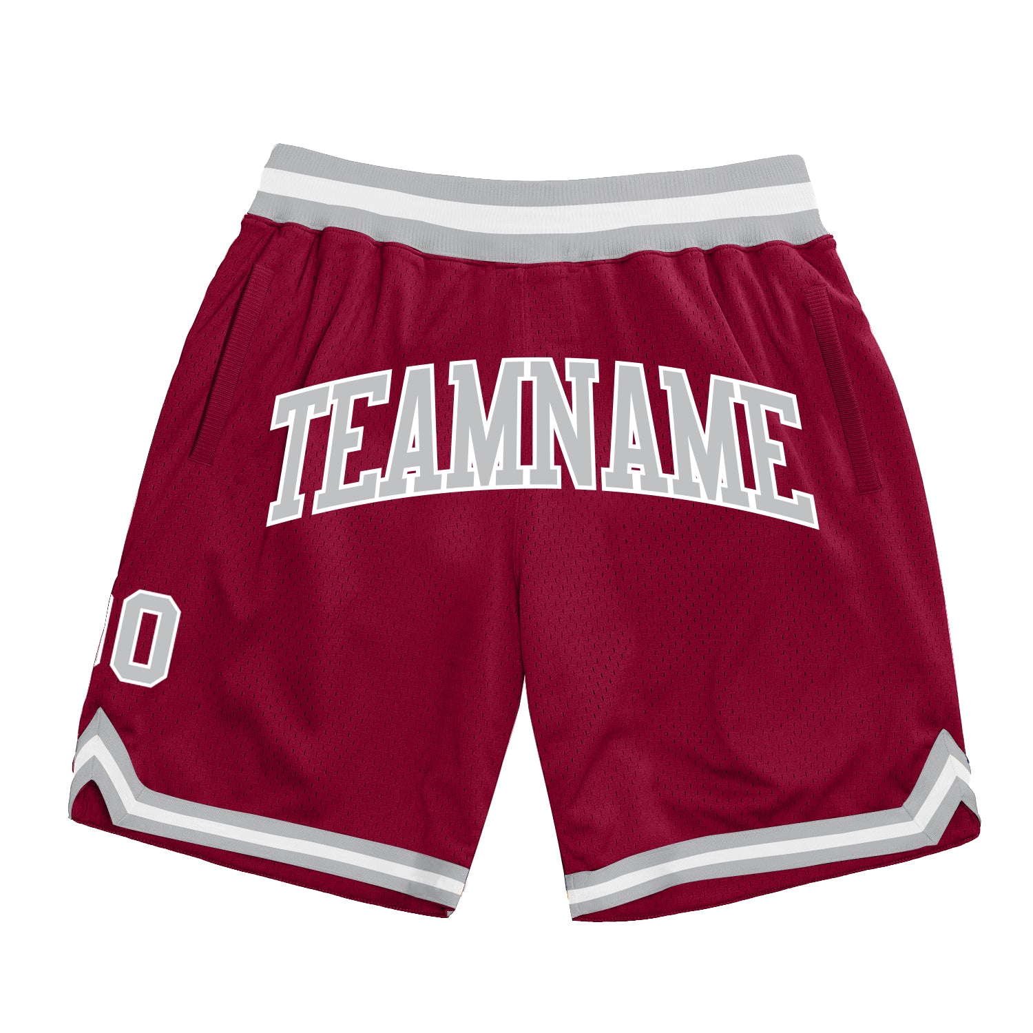 Maroon Gray Silver Custom Authentic Basketball Shorts - Throwback Style Custom Maroon Silver Gray-White Authentic Throwback