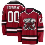 Custom Maroon and Black Hockey Jersey for Men, Women, Kids - Personalized Sports Apparel Custom Maroon White-Black Hockey