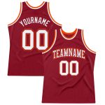 Custom Maroon Orange White Basketball Jersey - Authentic Throwback Style Custom Maroon White-Orange Authentic Throwback Basketball
