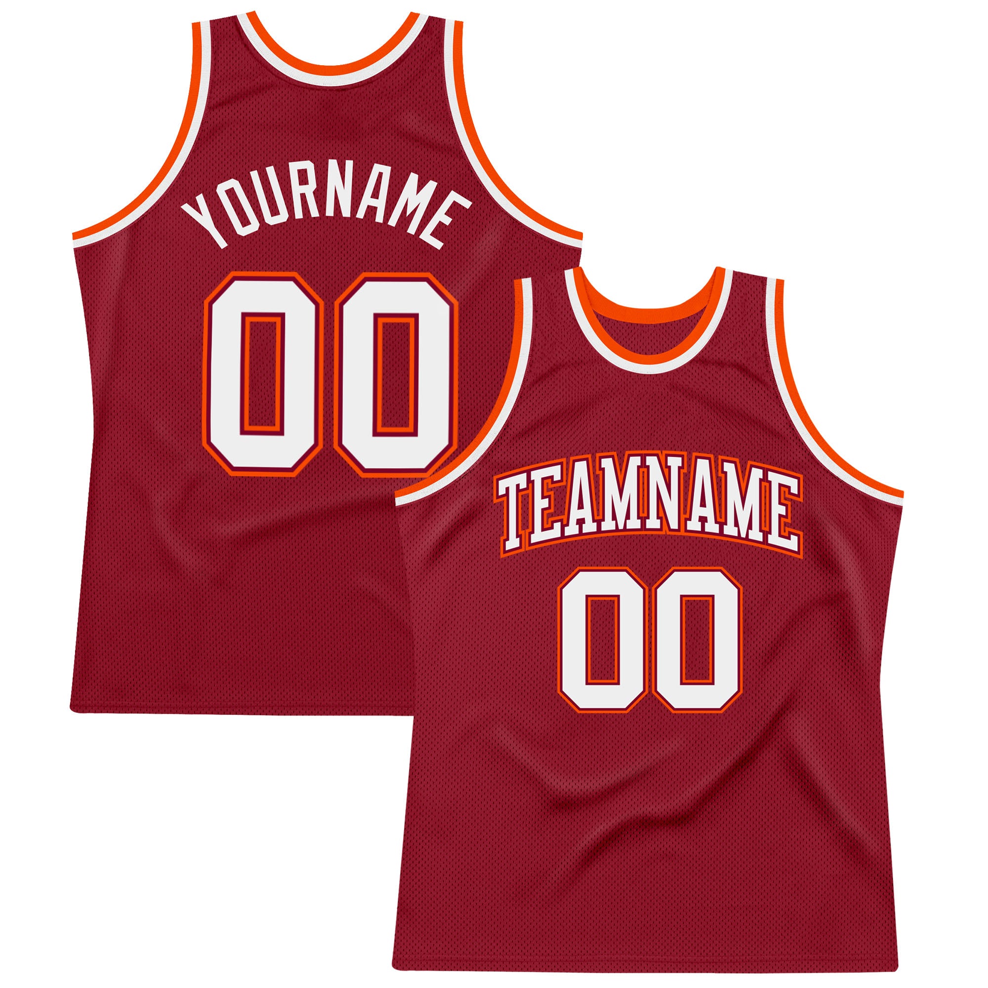 Custom Maroon Orange White Basketball Jersey - Authentic Throwback Style Custom Maroon White-Orange Authentic Throwback Basketball