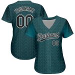Midnight Green 3D Pattern Baseball Jersey - Custom Black and White Design Authentic Jersey Custom Midnight Green Black-White - Image 2