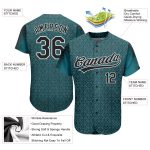 Midnight Green 3D Pattern Baseball Jersey - Custom Black and White Design Authentic Jersey Custom Midnight Green Black-White - Image 3