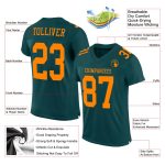 Midnight Green Blaze Orange Custom Mesh Football Jersey Authentic Custom Midnight Green Blaze Orange Mesh Authentic Football - Image 2
