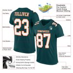 Midnight Green Custom Football Jersey - Authentic White-Orange Mesh Design Custom Midnight Green White-Orange Mesh Authentic - Image 2