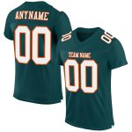 Midnight Green Custom Football Jersey - Authentic White-Orange Mesh Design Custom Midnight Green White-Orange Mesh Authentic