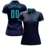 Custom Navy Aqua Golf Polo Shirt - Performance Activewear for Men Custom Navy Aqua Performance Golf Polo Shirt - Image 2