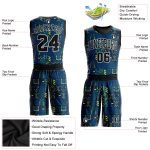 Custom Navy Black Gold Basketball Jersey Round Neck Sublimation Suit Custom Navy Black-Gold Round Neck Sublimation Basketball - Image 2