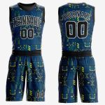 Custom Navy Black Gold Basketball Jersey Round Neck Sublimation Suit Custom Navy Black-Gold Round Neck Sublimation Basketball