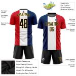 Custom French Flag Soccer Jersey - Navy Black White Red Gold Sublimation Uniform Custom Navy Black White Red-Gold Sublimation - Image 3