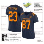 Custom Navy Orange Mesh Authentic Football Jersey for Men and Women Custom Navy Blaze Orange Mesh Authentic Football Jersey - Image 2