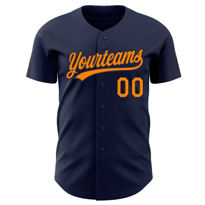 Navy Blaze Orange Custom Authentic Baseball Jersey for Men and Women Custom Navy Blaze Orange-Navy Authentic Baseball Jersey - Image 2