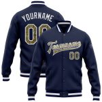 Navy Camo Bomber Jacket Full-Snap Varsity Letterman Custom Design Custom Navy Camo-White Bomber Full-Snap Varsity Letterman