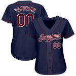 Custom Baseball Jersey - Navy Red White Authentic Team Jersey Custom Navy Crimson-White Authentic Baseball Jersey - Image 2