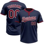 Custom Navy Crimson-White Softball Jersey Unisex Two-Button Design Custom Navy Crimson-White Two-Button Unisex Softball Jersey