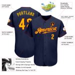 Custom Navy Gold Crimson Baseball Jersey, Authentic Style 9127 Custom Navy Gold-Crimson Authentic Baseball Jersey Style 9127 - Image 3