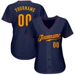 Custom Navy Gold Crimson Baseball Jersey, Authentic Style 9127 Custom Navy Gold-Crimson Authentic Baseball Jersey Style 9127 - Image 2