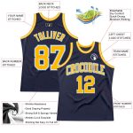 Custom Authentic Basketball Jersey - Navy Gold Light Blue Throwback Design Custom Navy Gold-Light Blue Authentic Throwback - Image 2