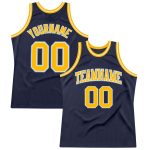 Custom Authentic Basketball Jersey - Navy Gold Light Blue Throwback Design Custom Navy Gold-Light Blue Authentic Throwback