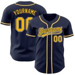 Custom Navy Gold White Baseball Jersey - Authentic Personalized Sports Apparel Custom Navy Gold-White Authentic Baseball